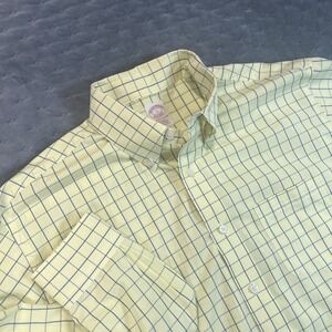 Brooks Brothers Long‎ Sleeve Button Down Shirt Mens Large Yellow W/ Blue Stripes